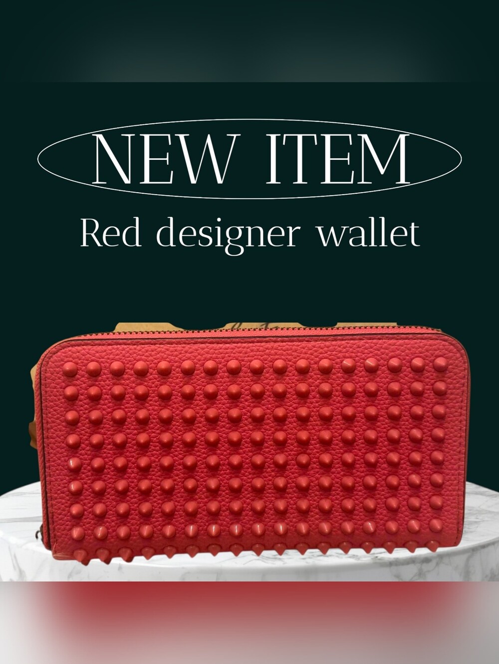 Designer Red Studded Large Wallet
